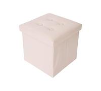 Rebecca Mobili Pouf Recipient Simili Cuir, Pouf, Cube, Repose-Pieds - Dimensions: 30 x 30 x 30 cm (HxLxL) (Beige)