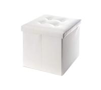 Rebecca Mobili Pouf Recipient Simili Cuir, Pouf, Cube, Repose-Pieds - Dimensions: 30 x 30 x 30 cm (HxLxL) (Blanc)