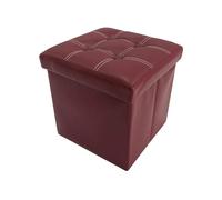 Rebecca Mobili Pouf Recipient Simili Cuir, Pouf, Cube, Repose-Pieds - Dimensions: 30 x 30 x 30 cm (HxLxL) (Bordeaux)