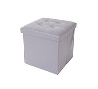 Rebecca Mobili Pouf Recipient Simili Cuir, Pouf, Cube, Repose-Pieds - Dimensions: 30 x 30 x 30 cm (HxLxL) (Gris)