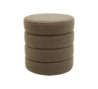 Rebecca Mobili Pouf Repose-Pieds avec Rangement, Pouf Rond Rembourré, Tissu Polyester MDF, Robuste, avec Couvercle, pour Salon - Dimensions HxLxP: 40 x 37 x 37 cm - Art. RE7049