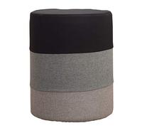 Rebecca Mobili Pouf Repose-Pieds Rond Rembourre, Gris Blanc, Idees Maison, pour Salon Chambre - Dimensions: 45 x 35 x 35 cm (HxLxL) - Art. RE4533