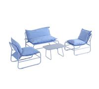 Ensemble de salon de jardin pour 4 personnes, comprenant un canapé, de la collection Mobili Rebecca Avoren, en métal et polyester, de couleur bleue