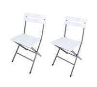 Rebecca Mobili Set 2 Chaises Pliantes d'Extérieur, Chaises Pliantes, Acier Plastique, Gris Clair Blanc, pour Bars Restaurants - Dimensions HxLxP : 78 x 37 x 45 cm - Art. RE6820