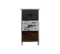Rebecca Mobili Table de Chevet 3 Tiroirs Commode, Bois, Style Vintage, Blanc Gris Marron, pour Entrée - Mesures: 58 x 28 x 28 cm (HxLxP) - Art. RE6496