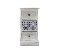 Rebecca Mobili Table de Chevet 3 Tiroirs, Petite Commode, Bois MDF, Blanc Gris, Assemblée, Style Shabby - Mesures : 59.5 x 30 x 25 cm (H x L x P) - Art. RE6603