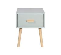 Rebecca Mobili Table de Chevet pour Chambre d'enfant, Table de Chevet Carrée, Vert Eau Marron, Pin MDF, avec 1 Tiroir, pour Chambre Montessori - Dimensions HxLxP: 44 x 35 x 35 cm - Art. RE6979