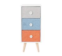 Rebecca Mobili Table de Nuit 3 Tiroirs, Commode pour Salle de Bain, Blanc Gris Bleu Clair Orange, Moderne, MDF Bois Tissu - Dimensions 59 × 25 × 25 cm (H x L x P) - Art. RE6669