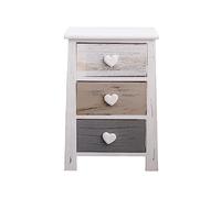 Rebecca Mobili Table de Nuit en Bois, Commode Shabby, 3 Tiroirs, pour decorer Chambre Salle de Bain, Bois, Blanc Gris - Dimensions: 57,5 x 37 x 27 cm (HxLxL) - Art. RE4161