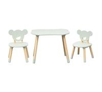 Rebecca Mobili Table et 2 chaises pour enfants Aniba 44x60x56 MDF pin vert aqua brun SET 3 pièces