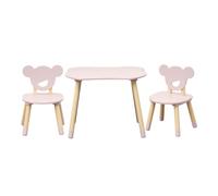 Rebecca Mobili Table et 2 chaises pour enfants Sika 44x60x56 MDF pin rose marron SET 3 pièces