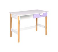Rebecca Mobili Veluna Bureau pour enfant | Blanc et violet, en MDF et pin, style moderne, à monter - Dimensions (H x L x P) : 60 x 80 x 45 cm - Art. RE7347