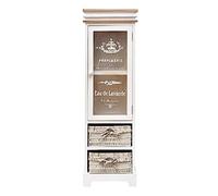 Rebecca Mobili Vitrine Blanc, Armoire de Rangement 1 Porte 2 Tiroirs, Bois Osier, Style Shabby, Decor Maison Salle de Bain Entree - Dimensions: 102 x 32 x 27 cm (HxLxL) - Art. RE4486