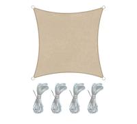Rebecca Mobili Voile d'Ombrage Toile d'ombrage Parasol pour l'Extérieur de Forme Carree Beige Polyéthylène Anti UV Cordes de Fixation Terrasse 3,6x3,6 m (Cod. RE6337)