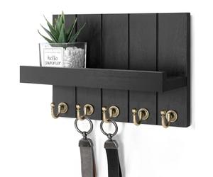 Rebee Vision Porte-clés mural de ferme pour décoration murale, salon et courrier avec étagère pour accessoires essentiels de l'appartement, décoration d'intérieur esthétique (noir, 9 cm P x 25 cm l x