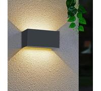 Rebmann Applique murale extérieure LED Up&Down Réglable IP66 Étanche «Nos lampes sont étanches» Boîtier en métal Éclairage intérieur Applique murale Noir anthracite Surface structurée