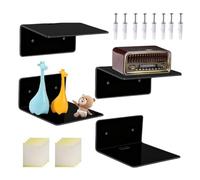Rebords flottants - Supports montés, 1 niveau pour le rangement de la salle de bain, étage suspendu avec fixations ancrées, armoires, dalle surélevée pour vases, réveils et ustensiles de cuisine