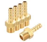 Rebower 5 Pcs Raccord en Laiton pour Tuyau Barbelé À Mâle, 4mm Barbelé x M8x1mm Mâle pour Utilisation Industrielle, Automobile, Transfert de Fluides, Jardinage Domestique