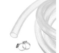 Rebower 5m/16ft 19x25.4mm Tresse Plastique PVC Transparent Tube Renforce Vinyle Souple Haute Pression, [pour Arrosage Jardin, Tuyau Eau, Aquarium] - 3/4" x 1"/avec 2pcs Colliers