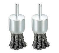 Rebower Brosse à fil 2 pièces 1 pouce queue 1/4 pouce | Torsadée nouée, en Acier au carbone, pour perceuse et élimination de rouille, ébavurage, peinture, fils de 0,02 pouce