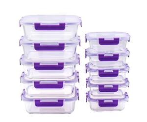 Recamania Lot de 20 récipients alimentaires en verre (10 récipients et 10 couvercles) - Passe au lave-vaisselle, au micro-ondes et au congélateur - Anti-fuite et sans BPA - Approuvé par la FDA et le