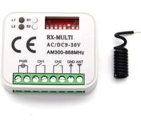 Récepteur radio universel, 2 canaux, 433/868 MHz, 9-30 V AC/DC