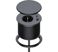 Recessed Power Strip with 1 Socket, 1 USB C Port, 1 USB A Port, 80 mm Diameter, 1.5 m Cable, Desk Socket for Kitchen, Office, Furniture, Black