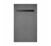 Receveur de Douche a Carreler 80x120cm - Grille Caniveau linéaire Noir Mat