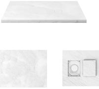 Receveur à poser en materiaux composite SMC - Finition ardoise blanc mat - 80x100 cm - ROCK 2 WHITE