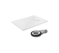 Receveur de douche 100x70cm blanc avec garniture de vidange en smc extra plat résistant hauteur 30mm bac rectangulaire pour salle de bain surface