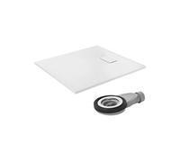 Receveur de douche 100x90cm blanc avec garniture de vidange en smc extra plat résistant hauteur 30mm bac rectangulaire pour salle de bain surface