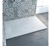 Receveur de douche 120x90cm effet pierre - ardoise blanc mat - Stone 2 AURLANE