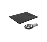 Receveur de douche 120x90cm noir avec garniture de vidange en smc extra plat résistant hauteur 30mm bac rectangulaire pour salle de bain surface