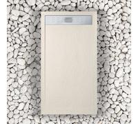 Receveur de douche 70X135 cm Avec grille latérale Vulcano Line Slim Beige Ral 9001 En résine synthétique et poudre de marbre Avec écoulement libre - FRASCIO