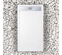 Receveur de douche 70X135 cm Avec grille latérale Vulcano Line Slim Blanc En Résine Et Poudre De Marbre Avec Écoulement Libre - FRASCIO