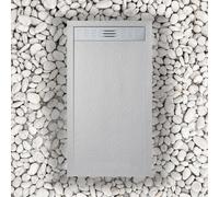 Receveur de douche 70X135 cm avec grille latérale Vulcano Line Slim gris perle Ral 7035 En résine synthétique et poudre de marbre Avec écoulement libre - FRASCIO