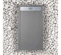 Receveur de douche 70X135 cm avec grille latérale Vulcano Line Slim Gris Ral 7037 En résine synthétique et poudre de marbre Avec écoulement libre - FRASCIO