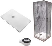 Receveur de douche 70X135 cm Vulcano Line Slim Blanc + cabine de douche 70x135 cm hauteur 200 cm avec ouverture d'angle - FRASCIO