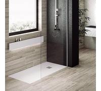 Receveur de douche 80 x 180 cm extra plat PURE en résine surface ardoisée blanc