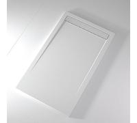 Receveur de douche 80x180 cm extra plat CLEVER en résine surface ardoisée blanc