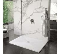 Receveur de douche 80x180 cm extra plat DEXA en résine surface ardoisée blanc