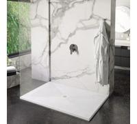 Receveur de douche 80x180 cm extra plat DEXA en résine surface ardoisée blanc