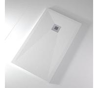 Receveur de douche 80x180 cm extra plat ONDA en résine surface ardoisée blanc