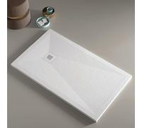 Receveur de douche 80x180 cm extra plat ONDA en résine surface ardoisée blanc