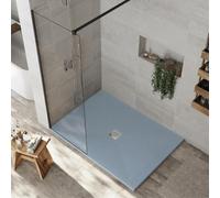 Receveur de douche 90x160 cm extra plat DEXA en résine surface ardoisée gris cendre