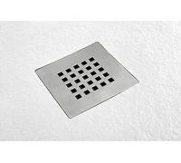 Receveur de douche 90X90 cm semi-circulaire Vulcano Line Slim blanc en résine et poudre de marbre avec écoulement libre - FRASCIO