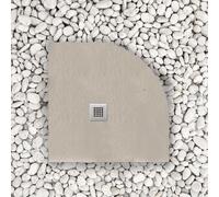 Receveur de douche 90x90 cm semi-circulaire Vulcano Line Slim Gris en résine synthétique et poudre de marbre avec écoulement libre - FRASCIO