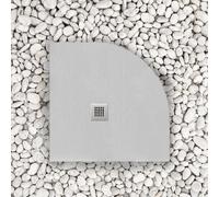 Receveur de douche 90x90 cm semi-circulaire Vulcano Line Slim gris perle en résine synthétique et poudre de marbre avec écoulement libre - FRASCIO