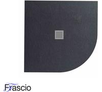 Receveur de douche 90X90 cm semi-circulaire Vulcano Line Slim noir en résine et poudre de marbre avec écoulement libre - FRASCIO
