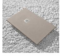 Receveur de douche 90X90 cm Vulcano Line Slim Beige Ral 1019 en résine synthétique et poudre de marbre avec écoulement libre - FRASCIO